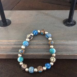 Cute Browns/Blues Clay Stretch Bracelet
